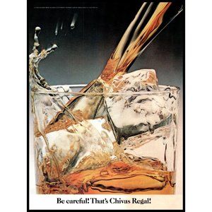 1982 Chivas Regal On the Rocks Pouring Vintage Print Ad Wall Art Photo